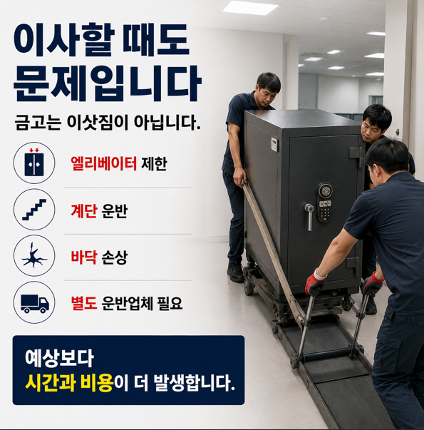 대형금고의 이사의 어려움 설명